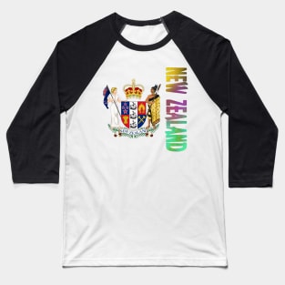 New Zealand Coat of Arms Design Baseball T-Shirt